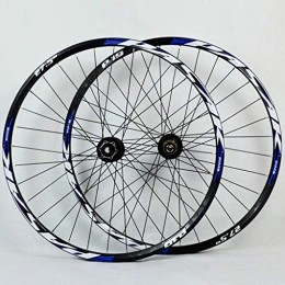PASAK Mountain Bike Wheel PASAK Mountain Bike Wheel Set 26" / 27.5" / 29" 32-holes 4 Bearing Disc Brake 7-11 Speed Quick Release And 20 / 15 / 12 Barrel Shaft Dual Use Black Drum+Blue Trademark(A Pair Wheels)