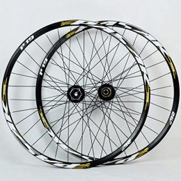 PASAK Mountain Bike Wheel PASAK Mountain Bike Wheel Set 26" / 27.5" / 29" 32-holes 4 Bearing Disc Brake 7-11 Speed Quick Release And 20 / 15 / 12 Barrel Shaft Dual Use Black Drum+Gold Trademark(A Pair Wheels)