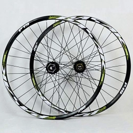 PASAK Mountain Bike Wheel PASAK Mountain Bike Wheel Set 26" / 27.5" / 29" 32-holes 4 Bearing Disc Brake 7-11 Speed Quick Release And 20 / 15 / 12 Barrel Shaft Dual Use Black Drum+Green Trademark(A Pair Wheels)