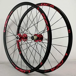 PASAK Mountain Bike Wheel PASAK Mountain Bike Wheel Set 26" / 27.5" Aluminum Alloy Sandblasting Anode Rim Six-claw 8-12 Speed 24 Article Flat Spokes Disc Brake Red Hub+Red Trademark Quick Release (Front+Rear Wheels)