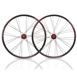 PHOCCO Mountain Bike Wheel PHOCCO 26in Mountain Bike Wheelset Aluminum Alloy Quick Release Disc Brake MTB Wheelset Double Layer Rims Sealed Bearings Hubs Fit 7-10 Speed (Color : Red, Size : 26 in)