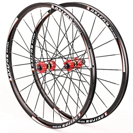 PINGPAI Spares PingPai Mountain Bike Wheelset 26 / 27.5 / 29 Inch, Aluminum Alloy Rim 24H Disc Brake Sealed Bearing MTB Wheel Set, Quick Release Front Rear Wheels Bicycle Wheels Fit 7-11 Speed Cassette (Red 27.5 in)