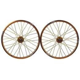 QERFSD Mountain Bike Wheel QERFSD 20 Inch 406 MTB Bike Wheelset Disc Brake Bicycle Wheel Aluminum Alloy 32 Holes Wheel Card Hub Special Wheels For 7 8 9 10 Cassette Speed (Color : Gold)