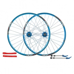 QERFSD Spares QERFSD 26 Inch Bicycle Wheels, Mountain Bike Wheelset Double Layer Alloy Rim Sealed Bearing Disc Brake 32 Hole 7 / 8 / 9 / 10 Cassette Front Rear Wheel (Color : Blue)