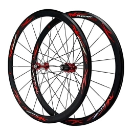 QHY Mountain Bike Wheel QHY 28" Carbon Fiber Road Bike Wheels 700C Wheelset 40mm Matte 20mm Width Suitable 7-12 Speed Cassette Mountain Bike Wheelset QR 1890g (Color : Red hub red)