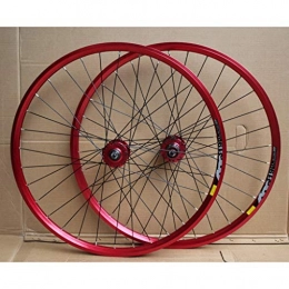 QHY Mountain Bike Wheel QHY Cycling MTB Bike Wheelset 24 Inch Double Layer Rim Disc / Rim Brake Bicycle Wheel 8-10 Speed 32H (Color : B- Red)