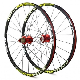 QHY Mountain Bike Wheel QHY Cycling Wheelset 26 27.5 29er Mountain Bike Wheels Front And Rear Bicycle Double Wall Alloy Rim 7 Palin Bearing Disc Brake QR 1790g 7-11 Speed Card Type Hubs 24H (Color : Red, Size : 26in)