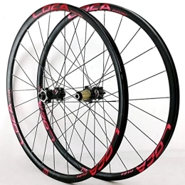 QHY Mountain Bike Wheel QHY MTB Bike Wheelset 26 27.5 29 In Bike Wheel Thru Axle Disc Brake Bicycle Wheel Rim For 7-8-9-10-11-12 Speed Wheelsets Sealed Bearing Bike Accessories (Color : Red, Size : 26in)