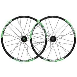 QHYRZE Mountain Bike Wheel QHYRZE 24" Bicycle Disc Brake Wheelset Mountain Bike Wheel Set MTB Rim Quick Release Hub 24H For 7 / 8 / 9 / 10 Speed Cassette 1836g (Color : Black Green, Size : 24'')
