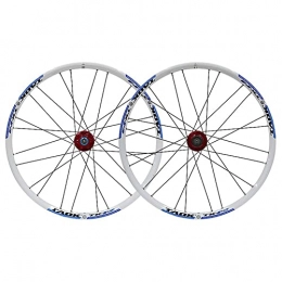 QHYRZE Mountain Bike Wheel QHYRZE 24" Bicycle Disc Brake Wheelset Mountain Bike Wheel Set MTB Rim Quick Release Hub 24H For 7 / 8 / 9 / 10 Speed Cassette 1836g (Color : White Blue, Size : 24'')