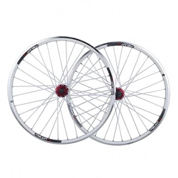 QHYRZE Mountain Bike Wheel QHYRZE 26" Mountain Bike Quick Release Wheelset V / Disc Brake Bicycle Rim MTB Wheels 32H Hub For 7 / 8 / 9 / 10 Speed Cassette 2267g (Color : White, Size : 26'')