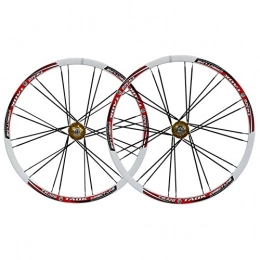QHYRZE Mountain Bike Wheel QHYRZE 26" Mountain Bike Wheelset MTB Disc Brake Wheel Set 24H Bicycle Rim QR Quick Release Hub For 7 / 8 / 9 / 10 Speed Cassette 2415g (Color : White Gold, Size : 26'')