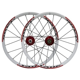 QHYRZE Spares QHYRZE Bicycle Wheelset 20inch 406 BMX Wheel Set MTB Folding Bike Rim Disc Brake Rapid Release Hub 20H For 7 8 9 Speed Cassette 1580g (Color : White Red, Size : 406)