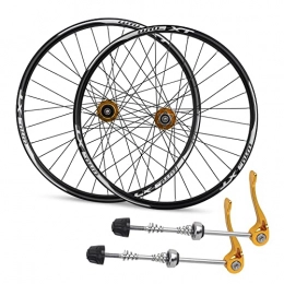 QHYRZE Mountain Bike Wheel QHYRZE Mountain Bike Disc Brake Wheelset 26" 27.5" 29" Rim MTB Bicycle Wheels QR Quick Release 32H Hub For 7 / 8 / 9 / 10 / 11 / 12 Speed Cassette 2015g (Color : Gold, Size : 27.5'')