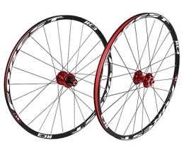 QHYRZE Mountain Bike Wheel QHYRZE Mountain Bike Wheels MTB 26 / 27.5 Inch 120 Clicks 5 Bearing Disc Brake Wheelset 24 Holes Quick Release Hub For 7 8 9 10 11 Speed 1790g (Color : Red, Size : 26'')