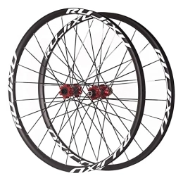 QHYRZE Mountain Bike Wheel QHYRZE Mountain Bike Wheelset 26 / 27.5 / 29 Inch MTB Rim 24H Bicycle Wheels Disc Brake Thru Axle Carbon Hub Flat Spokes Fit 7 / 8 / 9 / 10 / 11 Speed Cassette 1590g (Color : Red hub, Size : 29'')
