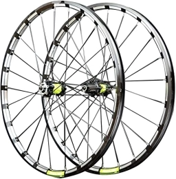 QHYRZE Mountain Bike Wheel QHYRZE Mountain Bike Wheelset 26" 27.5" 29" Rim Disc Brake Bicycle Wheelset MTB Quick Release Wheels 24 Holes Hub For 7 / 8 / 9 / 10 / 11 / 12 Speed Cassette 1750g (Color : Green, Size : 26'')