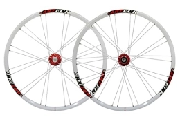 QHYRZE Mountain Bike Wheel QHYRZE Mountain Bike Wheelset 26" Bicycle Rim Disc Brake MTB Quick Release Wheels QR 24 / 28H Hub For 7 8 9 10 Speed Cassette 2123g (Color : Red A)
