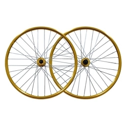 QHYRZE Mountain Bike Wheel QHYRZE Mountain Bike Wheelset 26" Disc Brake Rim MTB Quick Release Wheels 32H QR Hub For 7 8 9 Speed Cassette Bicycle Wheelset 2359g (Color : Gold, Size : 26'')