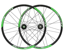 QHYRZE Mountain Bike Wheel QHYRZE Mountain Bike Wheelset 26" Rim Disc Brake Quick Release Wheels MTB Bicycle Wheelset 24H Hub For 7 8 9 10 Speed Cassette 2130g (Color : Green, Size : 26'')