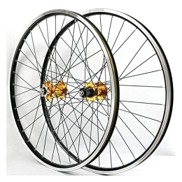 QHYRZE Mountain Bike Wheel QHYRZE MTB Wheelset 26" 27.5" 29" Mountain Bike Wheel Set Bicycle Rim V Brake Disc Brake Hub QR 32 Holes For 7 8 9 10 11 12 Speed Cassette 2200g (Color : Gold, Size : 27.5'')