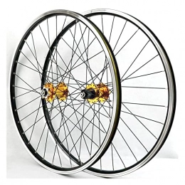 QHYRZE Mountain Bike Wheel QHYRZE MTB Wheelset 26" 27.5" 29" Mountain Bike Wheel Set Bicycle Rim V Brake Disc Brake Hub QR 32 Holes For 7 8 9 10 11 12 Speed Cassette 2200g (Color : Gold, Size : 29'')