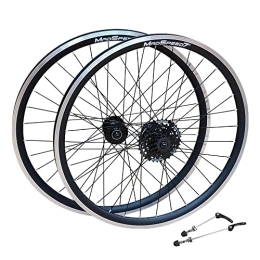 Madspeed7 Mountain Bike Wheel QR 26" (ETRTO 559x19) MTB Mountain Bike Wheel Set + Shimano 7 Speed Cassette (12-32t) - Rim & Disc Brake Compatible - Sealed Bearings Hubs (Very Smooth Hubs) - Double Wall
