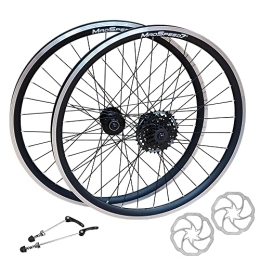 Madspeed7 Mountain Bike Wheel QR 29" 29er (ETRTO 622x19) MTB Mountain Bike Wheel Set + Shimano 7 Speed Cassette (12-32t) + 160mm Disc Brake Rotors - Sealed Bearings Hubs (Very Smooth Hubs) - Double Wall