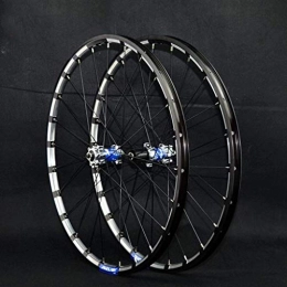 MIAO Mountain Bike Wheel Quick Release Mountain Bike Wheelset 24-Hole 4-Bearing 4-Sided Disc Brake 26" / 27.5" 3-Sided CNC Aluminum Rim Titanium + Blue Hub Drum (one pair of wheels)