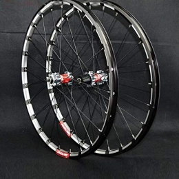 MIAO Mountain Bike Wheel Quick Release Mountain Bike Wheelset 24-Hole 4-Sided 4-Bearing Disc Brake 26" / 27.5" 3-Sided CNC Aluminum Rim Titanium + Red Hub Drum (one pair of wheels)