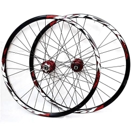 Qwhone Mountain Bike Wheel Qwhone Bicycle Wheelset, 26inch 27.5inch 29inch MTB Bike Wheelset Aluminum Alloy Disc Brake Mountain Cycling Wheels for 7 / 8 / 9 / 10 / 11 Speed, Red, 27.5inch