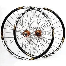 Qwhone Spares Qwhone Bicycle Wheelset, 26inch 27.5inch 29inch MTB Bike Wheelset Aluminum Alloy Disc Brake Mountain Cycling Wheels for 7 / 8 / 9 / 10 / 11 Speed, Yellow, 29inch