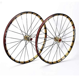 QXFJ Spares QXFJ 26 / 27.5 Inch MTB Bike Wheel, Disc Brake / 120 Ring Hub / Support 7-8-9-10-11 Speed / Quick Release / Black Gold / 24H Straight-Pull Flat Spokes / Half Carbon Ultra-Light