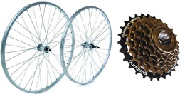 RALEIGH TRU BUILD WHEELS Spares RALEIGH TRU BUILD 26" Alloy Front & Rear Mountain Bike Wheel Set- Nutted - Silver - Including 6 Speed Shimano Freewheel RGR810 / RGH810