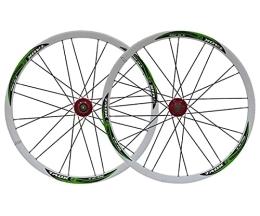 MZPWJD Mountain Bike Wheel Rims 26" Mountain Bike Disc Brake Wheelset Quick Release Bicycle Wheels MTB Rim Flat Spokes 24H QR Hub For 7 / 8 / 9 / 10 Speed Cassette 2330g (Color : Green, Size : 26in)