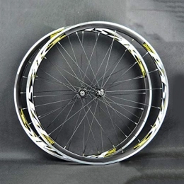 CWYP-MS Spares Road Bicycle Wheelset，700C Mountain Bike Front Wheel Rear Wheel 30mm Double-Walled Rim Bicycle Wheelset Fast Release BMX Wheels V Brake (Color : Yellow)