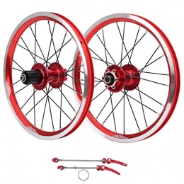 Autuncity Spares Road Bike Wheels, 16In 305 Disc Brake 11 Speed 6 Nail Bearing Compatible Aluminium Alloy Racing Bicycle Wheel Set, Professional Manufacturing Easy To Install Mountain Bike Wheelset for V Brake(red)