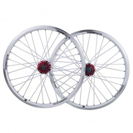 LIMQ Mountain Bike Wheel Road Bike Wheelsets 20 Inch BMX Bicycle Wheel Double Layer Alloy Rim Disc V Brake Quick Release 7 8 9 10 Speed 32H, White-20inch