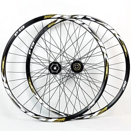 RUJIXU Mountain Bike Wheel RUJIXU MTB Wheelset 26" 27.5" 29in QR Disc Brake Bicycle Front Rear-Wheel Sealed Bearing​Double Wall Rims hub Fit for 7-11 Speed Freewheels Bicycle Accessory 2090g (Color : Gold, Size : 27.5in)