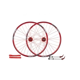 Samnuerly Mountain Bike Wheel Samnuerly 26 In Bicycle Wheelset, 32H double-walled aluminum alloy bicycle wheels disc brake mountain bike wheel set quick release American valve 7 / 8 / 9 / 10 speed (Red)