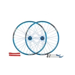 Samnuerly Mountain Bike Wheel Samnuerly 26 inch Bicycle Wheelset, double-walled aluminum alloy bicycle wheels disc brake mountain bike wheel set quick release American valve 7 / 8 / 9 / 10 speed, 32H (Blue)