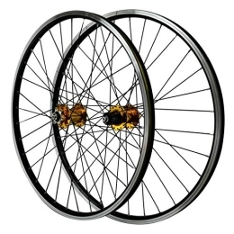 SJHFG Mountain Bike Wheel SJHFG Cycling Wheels, Double Wall Aluminum Alloy Quick Release Mountain Bike Disc Brake V Brake 26-inch Bike Wheels (Color : Yellow)