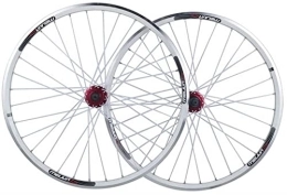 SJHFG Mountain Bike Wheel SJHFG Wheelset 26 Inch Bicycle Wheel, Double Wall Alloy Rim MTB Bike Wheel Set QR Cassette Hubs 32 Hole V / Disc Brake 7 8 9 10 Speed road Wheel (Color : White, Size : 26inch)