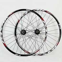 SN Mountain Bike Wheel SN 26 27.5 29 Inch Bike Wheelset, Mountain Bicycle Wheels Double Layer Alloy Rim Quick Release / Thru Axle Dual Purpose Disc Brake 7-11 Speed (Color : Black Hub red logo, Size : 27.5inch)