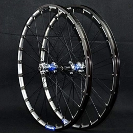 SN Mountain Bike Wheel SN 26 / 27.5 Inch Bike Wheelset, Mountain Bicycle Wheels Double Wall Rim Aluminum Alloy 24 Holes Quick Release Disc Brake For 7 / 8 / 9 / 10 / 11 / 12 Speed (Color : Titanium Blue Hub, Size : 27.5inch)