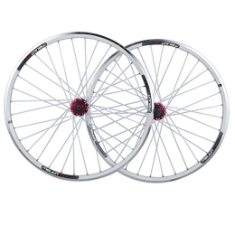 SN Spares SN 26 Bike Wheelset, Double Wall MTB Rim Quick Release V / disc Brake Mountain Cycling Wheel 32 Hole 7 8 9 10 11 Speed (Color : White)