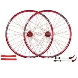 SN Mountain Bike Wheel SN 26" Front Rear Bicycle Wheels Disc Brake Bike Wheelset MTB Ultra Light Double Layer Alloy Rim Sealed Bearing 32 Hole 7 / 8 / 9 / 10 Cassette (Color : Red)