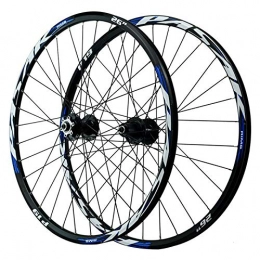 SN Mountain Bike Wheel SN Bicycle Wheel 26 / 27.5 / 29 Inch Mountain Bike Wheelset Double Wall MTB Rim Alloy Front 2 Rear 5 Bearing 7-12 Speed Quick Release Hub (Color : Black Hub blue label, Size : 27.5inch)