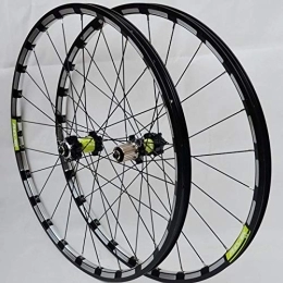 SN Mountain Bike Wheel SN Bicycle Wheelset 26 27.5 In Mountain Bike Wheel Double Layer Alloy Rim 4 Bearing 7-11 Speed Cassette Hub Disc Brake Quick Release (Color : Black Carbon Green Hub, Size : 27.5inch)