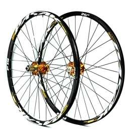 SN Mountain Bike Wheel SN Cycling Wheels 26 / 27.5 / 29 Inch Bike Wheelset 6 Nails Cassette Disc Brake Hub MTB Double Wall Rim Quick Release 7 / 8 / 9 / 10 / 11speed (Color : Gold Hub gold label, Size : 27.5inch)